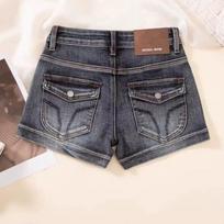 Retro hip lift straight denim shorts women's summer new thin hip wrap hot pants leggings fashion XS
