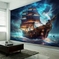 Enchanting Pirate Ship And Ocean Scene Tapestry Coastal Home Decoration Bedroom Living Room Decoration 100X70CM