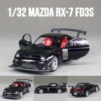 1/32 Mazda RX-7 FD3S lenktyninis miniatiūrinis metalinis žaislinis automobilio modelis Garsas ir šviesa Atidaromos durys Kolekcija Dovana Vaikams Berniukui Vaikui gray