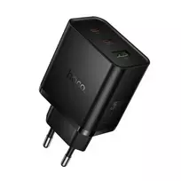 Hoco Phone charger 2x USB C + USB A QC3.0 PD 3A 65W N75 black