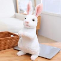 20cm Imitacinis Mielas Triušis Pliušinis Kailis Realistiškas Kawaii Gyvūnas Velykų Kiškis Triušis Žaislas Modelis Dovana Namų Dekoracija gray