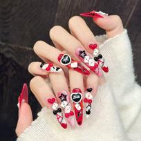 Long Stiletto Press on Nails French Tip Fake Nails False Nails with Designs Reusable Almond Nail Press ons Sparkly Acrylic Artificial Nails for Women L beige