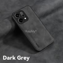 Nubuck Leather Magnetic Case for OPPO Reno 14 Pro 14F Reno14 F 5G Ren Protective Cover Shockproof Back Shell Coque Capa Fundas Oppo Reno14 tamsiai pilka spalva