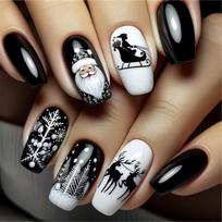 Christmas Press On Nails Winter Holiday Designs Glossy Acrylic Full Cover Nail Art Festive Nail Decorations 24Pcs 1