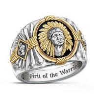 Viking Warrior Two-color Ring Hip-hop Style Indian Spiritual Totem 6
