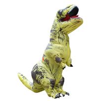 Helovino T-Rex pripučiamas kostiumas: Juokingas dinozauro kostiumas lauko veiklai ir vaiko bei tėvų pasirodymams Child (120-140cm) beige