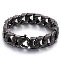 15MM Wide Simple Cuban Chain Bracelet For Men Hip Hop Polished Charms Accessories Golden Trendy Jewelry Boys Girls Party Gifts 19cm