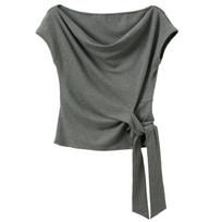 Sancai Off-Shoulder Short Sleeve Cinched Waist Top S