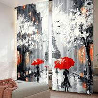 Curtain Paris Eiffel Tower City Landscape Art France Colorful Suitable Living Room Bedroom Kitchen Bathroom Set Of 2 Made Polyester Washable Great W100*H70(CM)-Grommet top&1PCS