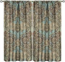 Room Darkening Retro William Morris Plant Floral Curtains Abstract Vintage Country Leaf Pattern Window Drapes Li Curtain Bohemian Polyester Washable W100*H70(CM)-Hooks&2PCS