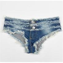 Summer beach shorts, sexy women's denim shorts, low-waist ripped bikini pants S šviesiai mėlyna spalva