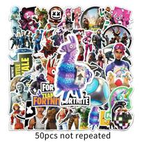 50pcs Fortnite Water Resistant Sticker Graffiti Activity Character Scooter Gaming Handbooks Computer Decoration Sticker black
