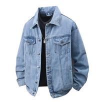 2026 Spring Autumn Men Denim Jackets Man Soild Color Cowboy Coat Men Casual Loose Outerwear Male Washed Y2K Korea Trendy Coats M šviesiai mėlyna spalva