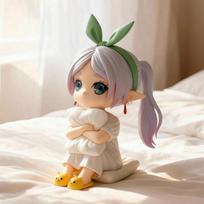 8CM Q version Pajamas Frieren: Beyond Journey's End Anime Cute Girl Frieren Computer Cases Decorative Desktop OrnamentsToy Gift