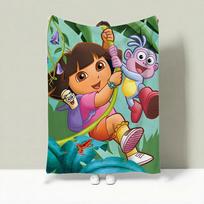Cartoon D-Dora the Explorer Throw Lightweight 240g Flannel Blanket Soft Skin-friendly for Summer Cooling 75cmx90cm
