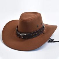 Western Cowboy Hats Ox Head Belt Rivet Fedora Hat Big-edge Cowgirl Hat  Artificial Suede Cap Men Women Outdoor Travel Sun Caps ruda