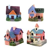 4Pcs Micro Landscape Ornaments Miniature Colorful Brick Villa Building Statue Resin Craft Gardening Art DIY Model Fairy Garden Succulent Flower įvairiaspalvis