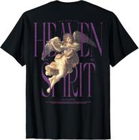 Hip Hop Vintage Edgy Urban Y2K Back Print Streetwear Angel T-Shirt S įvairiaspalvis