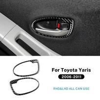 For Toyota Yaris 2006 2007 2008 2009 2010 2011 Real Soft Carbon Fiber Sticker LHD RHD Car Door Handle Frame Accessories. Black Carbon