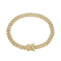 BB237 6mm Brass Cubic Zircon Cuban Bracelet Fashion Women Chain Bracelets 7inch(17.78cm)