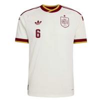 Adidas Originals 2026 Pasaulio taurė Ispanijos nacionalinė komanda Mikel Merino 6 Išvykos trumpomis rankovėmis Greitai džiūstanti vientisos spalvos futbolo marškinėliai Žaidėjo versija JN4392-6 S