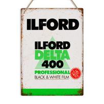 ILFORD FILM Retro Metal Wall Sign Plaque Vintage 35mm Camera ManCave PhotographyAluminum 20X30CM