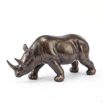 Bronzinė raganosio figūrėlė Pagrindo pagrindo medžiaga Ornamentas Metalizuota apdaila Rinoceros skulptūra gray