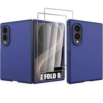 Case + 2 Tempered Glasses for Samsung Galaxy Z Fold 8, Shockproof Hard Anti-Scratch - Navy Blue mėlyna