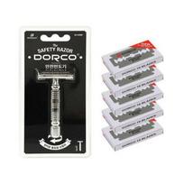 „Dorco“ saugaus skutimosi skustuvo 1 rankena + 50 dvipusių peiliukų rinkinys gray
