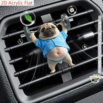 2D Akrilinis Plokščias Mielas Mopsas Automobilio Oro Ventiliacijos Kvapo Difuzorius, Akrilinis Automobilio Ventiliacijos Dekoravimo Segtukas, Komplekte Dvi Kvapo Pagalvėlės, Be Kvapo + Atsitiktinis Kvapas 6cm