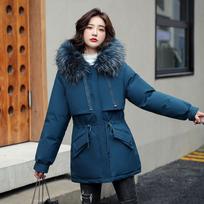 Short Winter New Korean Version Cotton-padded Jacket with Fleece and Thicker Jacket M tamsiai mėlyna spalva