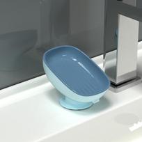 Angle Adjustable Soap Dish for Bathroom Leaf Shape Draining Soap Liquid Storage Rack Punch-free Suction Cup Personalized Home Rack Artifact CDN mėlyna