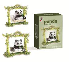 Pasidaryk pats Kawaii Panda modelio konstravimo kaladėlės Surink 3D Panda žaidžianti ant sūpynių, balansyrų, medinių arkliukų Kaladėlių žaislai su aukšta kokybe beige