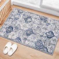 Moroccan Trellis Cream Multi Color Carpet Mat Rug Washable Non-Slip Home Decor for Kitchen Entryway Bathroom Bedroom Indoor 40X60CM