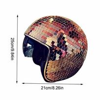 Classic Disco Ball Helmet Mirror Glitter Ball Helmets Hat Club Bar Party Full Glass Reflective Disco Shiny Hat Nightclub Cool rožinio aukso spalvos