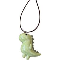 Fashionable Dinosaur Necklace Long Rope Chain Choker Unique Animal Pendant Sweater Chain Adjustable Length Neckchain žalia