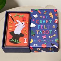 12*7cm The Craft Felt Tarot 78 Card Deck Unique Hand-Cut Felt Art Rider Whimsical Divination Set in Rigid Box mėlyna