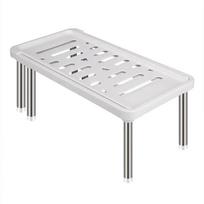 Double-Layer Desktop Storage Shelf Adjustable Stackable PP Organizer Rack Suitable for Office Living Room Bedroom Kitchen Spice pilka spalva