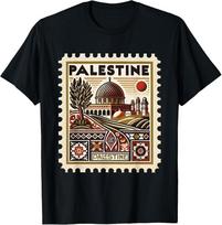 Vintage Palestine Stamp Dome Cultural Heritage Art Unisex T-Shirt XXXXL