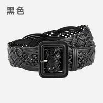 Belt New women's hand-woven non-porous belt Versatile women's non-punching belt 110 black