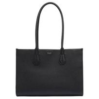 Bally Logo Long Handle Leather Tote Bag Women tote bag Black 6313190 Basic Set (Bag+Dust Bag)
