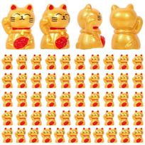 50 Pcs Lucky Cats Statue Resin Mini Cats Statue Decorative Miniature Figures Cute Cats Statues for Cake Topper Garden Decoration