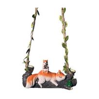 Garden Figure High-Simulation Synthetic Resin Sleeping Squirrel Design Hanging Decoration Simulated Leaf Swing Ornament Squirrel