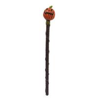 Halloween Magical Wand with Pumpkin Bird Head Shape Three-Section Assembly Bark Texture Halloween Theme Prop B
