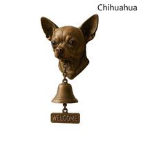 Resin+Metal Welcome Doorbell Loud Ringing Wall Mount Dog-Shaped Chime Bell Hanging Decorations Weatherproof