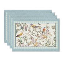 Blue Birds Flowers Blossom Placemats Set of 4, 12x18 Inch Table Mats for Table Runner Party Kitchen Dining Decoration 12" x 18", Rectangular 4 Pcs