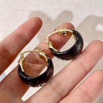 Trendy Circle Resin Hoop Earrings Jewelry Accessories Solid Color Round Earring Alloy Hoop Ear Buckle Women