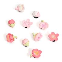10Pcs New DIY Flower Shoe Charms Resin Detachable Shoe Decorations Peach Blossom Hole Shoe Charms Set Summer Shoe Accessories