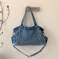 Vintage Distressed Denim Crossbody Bag Large Capacity Retro Boho  Casual and Simple Shoulder Bag for Women Commuting Bag mėlyna