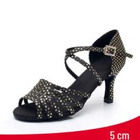 Women’s Denim Latin Dance Shoes with Soft Sole, Six Straps for Ballroom Practice 40